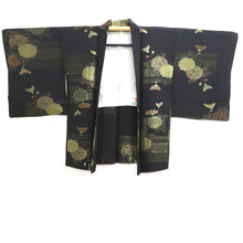 Load image into Gallery viewer, Haori Jacket Black Gold Chrysanthemum Silk #10997F4
