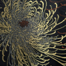 Load image into Gallery viewer, Haori Jacket Vintage(1950-1980) Black Silver Gold Chrysanthemum Rangiku Silk #10100D2
