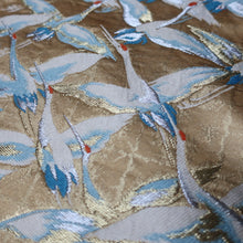 Load image into Gallery viewer, BB10009AB Silk Obi Fabric Crane Birds Gold 53.9x10.2in(137x26cm)
