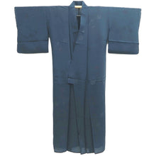 Load image into Gallery viewer, Kimono Vintage(1950-1980) Dark Blue See-Through Flower Silk #10278E4
