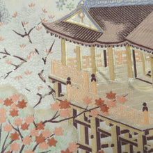 Load image into Gallery viewer, Fukuro Obi Beige Gold Kyoto Kiyomizudera Silk BB266V5
