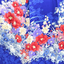 Load image into Gallery viewer, Furisode Blue Flower Silk #10546B3
