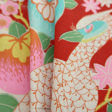 Load image into Gallery viewer, Juban Vintage(1920-1950) Red Peacock feather Silk #10369F4
