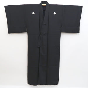 Men's Kimono Vintage(1950-1980) Black Montsuki Habutae Silk #9977C2