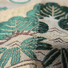 Load image into Gallery viewer, BB10050AD Silk Obi Fabric Crane Birds Green Red 72.0x10.2in(183x26cm)
