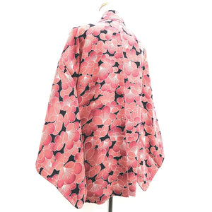 Haori Jacket Vintage(1950-1980) Black Plum blossom Silk #10146D3