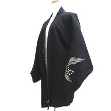 Load image into Gallery viewer, Haori Jacket Vintage(1950-1980) Black Shibori Leaves Silk #9996C2
