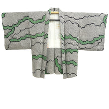 Load image into Gallery viewer, Haori Jacket Vintage(1950-1980) Black Green Full Shibori Cloud Silk #10957F2
