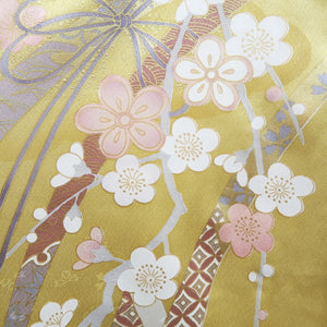 Furisode Light Yellow brown Plum blossom Branch Silk #9680J3