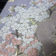 Load image into Gallery viewer, BB10060AD Silk Obi Fabric Cherry Blossom Gold Light Purple 50.8x11.0in(129x28cm)
