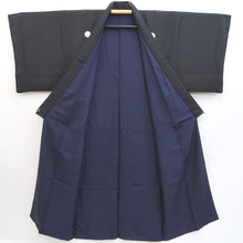 Load image into Gallery viewer, Men&#39;s Kimono Vintage(1950-1980) Black Montsuki Habutae Silk #9977C2
