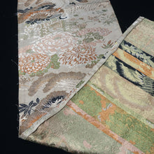 Load image into Gallery viewer, BB10040AC Silk Obi Fabric Vintage(1920-1950) Crane Birds Brown 72.8x11.4in(185x29cm)
