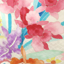 Load image into Gallery viewer, Furisode White Peony Iris Silk #10556B4
