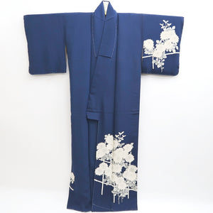 Kimono Vintage(1950-1980) Blue Chrysanthemum Tall Silk #9949B5