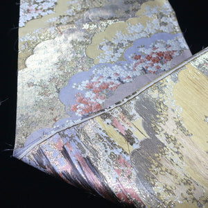 BB10060AD Silk Obi Fabric Cherry Blossom Gold Light Purple 50.8x11.0in(129x28cm)