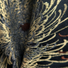 Load image into Gallery viewer, Haori Jacket Vintage(1950-1980) Black Silver Gold Chrysanthemum Rangiku Silk #10100D2
