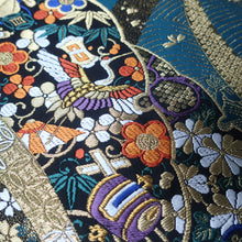 Load image into Gallery viewer, BB10020AB Silk Obi Fabric Crane Birds Gold Green 51.6x11.0in(131x28cm)
