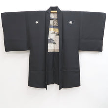 Load image into Gallery viewer, Men's Haori Vintage(1950-1980) Black Landscape Habutae Silk #10643C4
