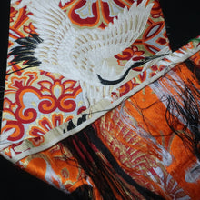 Load image into Gallery viewer, BB10110AG Silk Obi Fabric Vintage(Pre-1920) Crane Birds White 76.8x11.0in(195x28cm)
