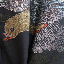 Load image into Gallery viewer, Haori Jacket Vintage(1950-1980) Black Silver Gold Pigeon Silk #10085D1
