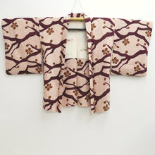 Load image into Gallery viewer, Haori Jacket Vintage(1950-1980) Light Pink Wine red Shibori Ume Branch Silk #9743A2
