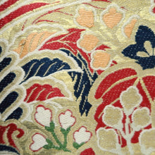 Load image into Gallery viewer, Maru Obi Vintage(1920-1950) Beige Gold Phoenix Plum blossom Silk BB297V7
