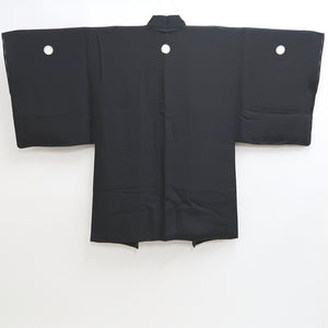 Men's Haori Vintage(1950-1980) Black Habutae Silk #9984C2