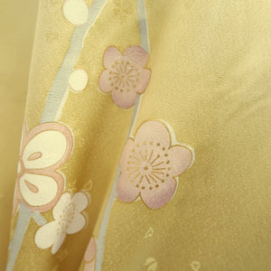 Furisode Light Yellow brown Plum blossom Branch Silk #9680J3