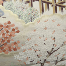 Load image into Gallery viewer, Fukuro Obi Beige Gold Kyoto Kiyomizudera Silk BB266V5
