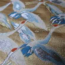 Load image into Gallery viewer, BB10009AB Silk Obi Fabric Crane Birds Gold 53.9x10.2in(137x26cm)

