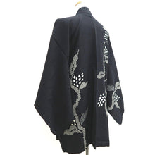 Load image into Gallery viewer, Haori Jacket Vintage(1950-1980) Black Shibori Leaves Silk #9996C2
