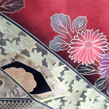 Load image into Gallery viewer, Furisode Red Gold Crane Birds Silk #11084A5
