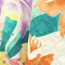 Load image into Gallery viewer, Furisode White Peony Iris Silk #10556B4
