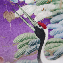 Load image into Gallery viewer, Kimono Vintage(1920-1950) Purple Crane Birds Hand painted Silk #9673J3
