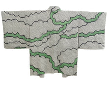 Load image into Gallery viewer, Haori Jacket Vintage(1950-1980) Black Green Full Shibori Cloud Silk #10957F2
