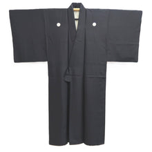 Load image into Gallery viewer, Men&#39;s Kimono Vintage(1950-1980) Black Montsuki Silk #10469A5
