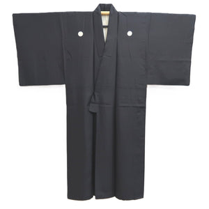 Men's Kimono Vintage(1950-1980) Black Montsuki Silk #10469A5