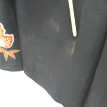 Load image into Gallery viewer, Tomesode Vintage(1920-1950) Black Crane Birds Hand painted Silk #10496B1
