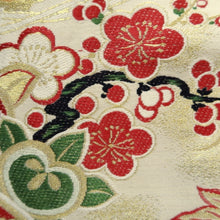 Load image into Gallery viewer, Maru Obi Vintage(1920-1950) Beige Gold Phoenix Plum blossom Silk BB297V7
