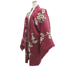 Load image into Gallery viewer, Haori Jacket Vintage(1950-1980) Wine red Plum blossom Silk #10677D1

