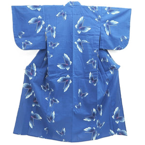 Yukata Vintage(1950-1980) Blue Butterfly Cotton #10488B1
