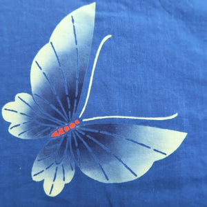 Yukata Vintage(1950-1980) Blue Butterfly Cotton #10488B1