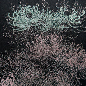 Haori Jacket Vintage(1950-1980) Black Silver Chrysanthemum Silk #9773A4