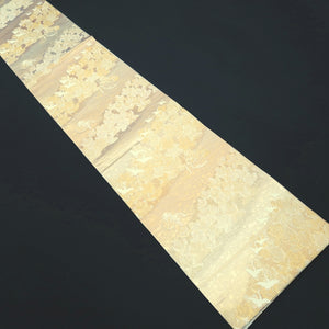 Fukuro Obi Gold White Crane Birds Silk BB277V6
