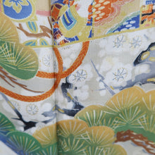Load image into Gallery viewer, Tomesode Vintage(1920-1950) Black Hand painted Crane Birds Silk #10405A1
