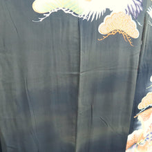 Load image into Gallery viewer, Furisode Vintage(1920-1950) Black Crane Birds Silk #11108Z1

