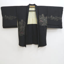 Load image into Gallery viewer, Haori Jacket Vintage(1950-1980) Black Silver Gold Chrysanthemum Silk #10010C3
