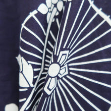 Load image into Gallery viewer, Yukata Vintage(1950-1980) Navy Bangasa Umbrella Cotton #10350F3
