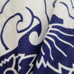 Yukata Vintage(1950-1980) White Navy Curling Wave Shachihoko Cotton #10479A5