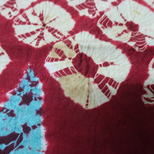 Load image into Gallery viewer, KK1518A2 Silk Kimono Fabric Vintage(1920-1950) Shibori Red 39.0x11.4in(99x29cm)
